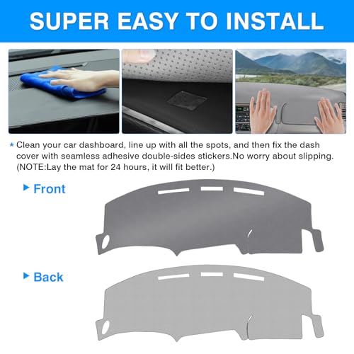 Image of Autorder Gray Dashboard Cover Mat for 1997-2003 Ford F150 /F250 /Expedition /F150 Heritage Accessories Dash Cover Polyester Dash Mat Sunshade Glare UV Rays Protector(Without Light Sensor&Climate Sensor)