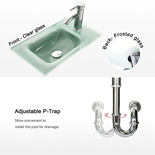 Eclife Bathroom Vanity W/Sink Combo, 18.4” For Small Space Mdf Modern Design Wall Mounted Vanity Set, Porcelain Ceramic Sink Top, Chrome Faucet (F-A15E01W) #TOP3