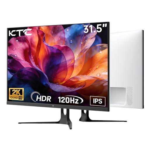 Image of KTC 32 Inch 2K Computer Monitor, QHD (2560 x 1440) 120Hz Monitor with IPS Panel, Adaptive Sync, HDR10, HDMI /DP, Tilt Adjustable, VESA Compatible, Eye Care PC Monitor for Office Gaming, White