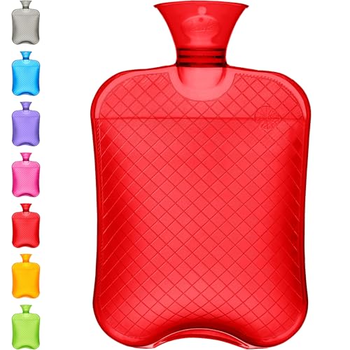 Qomfor Wärmflasche - 1 8 Liter großes Fassungsvermögen - Premium Wärmeflasche für Schmerzlinderung Rücken Schulter und Nacken - Ohne Bezug - [Rot]