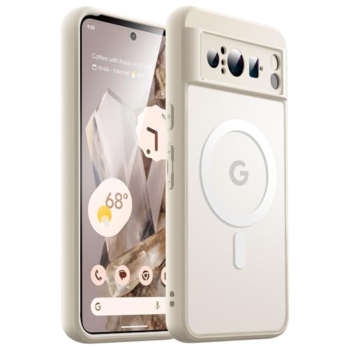 Image of JETech Magnetic Cover Case for Google Pixel 8 Pro 6.7-Inch 2023, Compatible with MagSafe, Translucent Matte Back Shockproof Phone Cover (Porcelain)