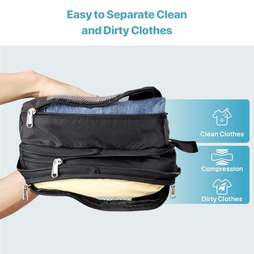 Cambond Double Sided Compression Packing Cubes - Expandable See Through Mesh Compression Cubes for Travel, Separate Clean and Dirty Clothes Efficient Packing Organizers for Road Trip, Cruise2