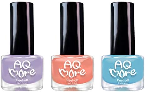 AQMORE Non Toxic Water Based Peel Off Nail Polish - Stays on for Days, Gel-like Shine, Dries in Minutes, Fragrance & Paraben Free, Kid Safe, 2 colors with Top Coat (0.20 fl oz/Bottle) - Rainbow Cake
