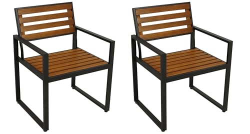 DEGAMO Gartenstuhl Gartensessel RAGUSA, Metall anthrazit + Akazie braun geölt, Outdoor, 2 STÜCK DEGAMO Gartenstuhl Gartensessel RAGUSA, Metall anthrazit + Akazie braun geölt, Outdoor, 2 STÜCK