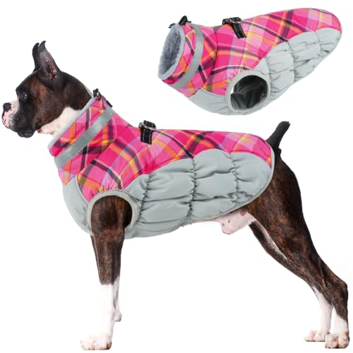 Image of Lelepet Dog Coat Warm Dog Winter Coat Waterproof Dogs Jacket with Harness