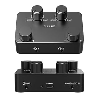 Cubilux AM-J5 Mix Amp for XBOX PC Switch, Discord Game Audio Mixer 2 In 2 Out - Mix Gameplay Audio (Gaming Console/Controller) and Voice Chat, Independent Game/Voice Balance