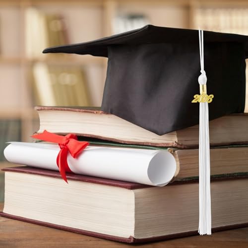 image for QIHOMPIB 2026 White Gradution Tassel with Golden Charm for Graduation 