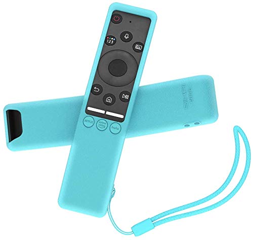 Image of Oboe Sikai Silicone Case Compatible with Samsung BN59-01312A QLED 8K 4K Smart TV Remote Shockproof Protective Remote Cover Skin-Friendly Anti-Slip Anti-Lost with Remote Loop (B-Glow in Dark Blue)
