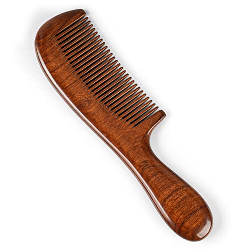 Nehzgnauh Fine Tooth Comb for Men and Women,Wooden Massage Comb Anti Static Electricity and Frizz,Detangling Styling Hair,Suitable for Fine/Thin Hair (Large, sorrel)