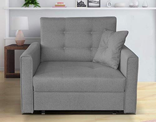 Mk Sofa Bed - Folding Single Sofa Bed Chairs - A Modern & Luxurious Furniture for Living, Drawing Room, Sofa Folding Bed with Premium Quality Fabric - Wooden Single Bed Available in Grey Color