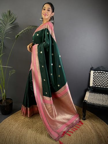 Image of SGF11 Women's Kanjivaram Pure Soft Silk Saree With Unstitched Blouse Piece
