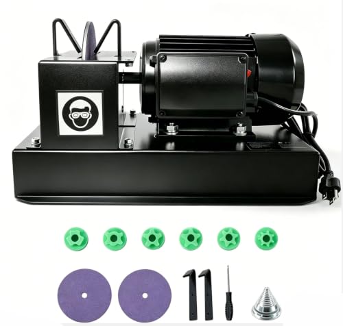 Holdwell S Lawn Mower Blade Sharpener 1HP 750W Bench Grinder with 9-Inch Ceramic Wheel 30/40 Angle Brackets for High/Low Lift Gator & Flat Blades with Extra Replacement Sandpapers
