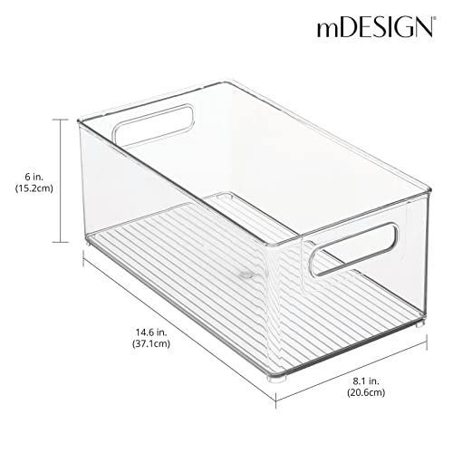Mdesign Deep Plastic Storage Organizer Container Bin, Game And Comic Organization For Cabinet, Cupboard, Playroom, Shelves, Or Closet - Holds Video Games, Tablets, Dvds, Ligne Collection, Clear #TOP3