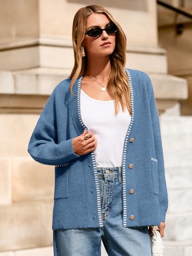 Simplee Womens Chunky Oversized Crochet Cardigan Long Sleeve Cable Knit Sweater Casual V-Neck Button Up Outerwear Coats2