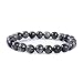 Natural Black Labradorite Larvikite Gemstone 8mm Round Beads Stretch Bracelet 7" Unisex