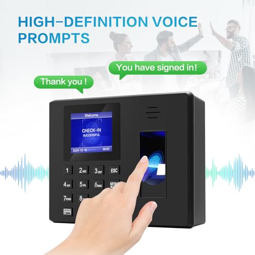 KAZNTCC Fingerprint Time Clocks for Employees Small Business with Finger Scan and PIN Punching in One, NO Monthly Fee Deduct Lunch Time Edit Missing Punches