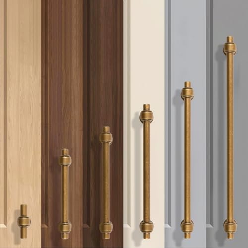 Image of 10 Pack 3.75 inch(96mm) Antique Brass Cabinet Pulls Kitchen Cabinet Handles Vintage Cabinet Hardware Drawer Pulls for Bathroom Cupboard CK0081