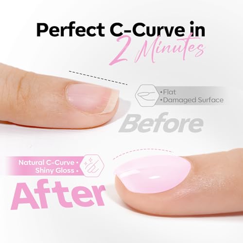 Image of modelones Builder Nail Gel, Baby Pink Builder for Nails No Top Coat Needed, C-Curve Sculpting, Glossy Jelly Finish Light Pastel Pink, No-Wipe, 9-in-One LED Lamp Cured Color Rubber Base Gel Polish