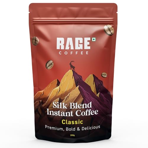 Rage Coffee Premium Silk Blend Classic - 200 Gm | Enhance Fitness, Energy, and Focus | Hot and Cold Coffee