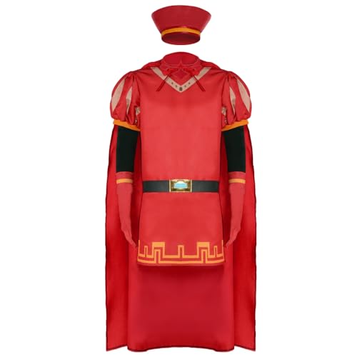 Men King Costume Red Robe Cloak Glove Hat Adult Fullset (red L)