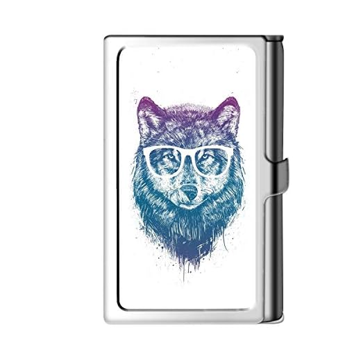 Portarretrato de tarjeta de visita Design Sliver, maletín con nombre de cartera de acero inoxidable para hombres y mujeres-Bear