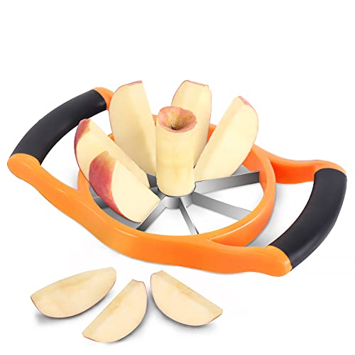 Newness 5.12 Inch Extra Large Apple Slicer, Heavy Duty Apple Cutter 8 Slices, Durable Apple Corer, Stainless Steel Apple Slicer and Corer - for Apple, Potato, Onion and More, Orange