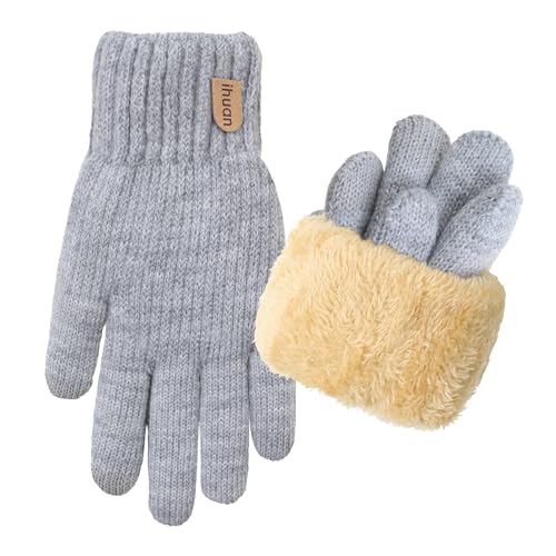 ihuan Women Winter Gloves for Cold Weather, Warm Touchscreen Driving Running Cycling, Thermal Knit Gloves with Fleece Lining