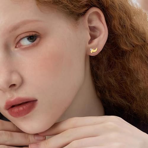 Banana/Cherry/Strawberry Stud Earrings Sterling Silver Hypoallergenic Fruit Earrings2