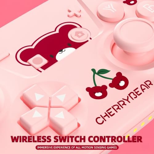 Image of YKASEK Wireless Switch Pro Controller with Carrying Storage Case, Gamepad Remote for Switch Support NFC /Dual Vibration /Screenshot /Wake-up Function, Compatible with Switch /Switch Lite /OLED /PC, Pink