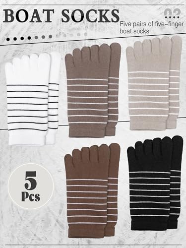 Image of Sintege 5 Pairs Stripe Toe Socks Women Colorful Finger Sock with Toes Separated Ankle Socks for Athletic Running Women Men