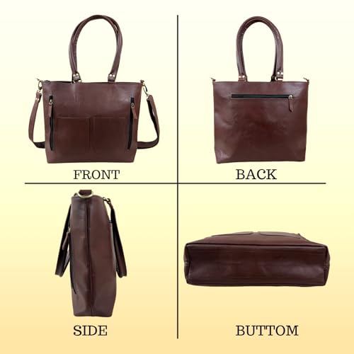Madosh Womens Tote Handbag Genuine Leather Shoulder Purse Satchel Crossbody Ladies Brown Bag2