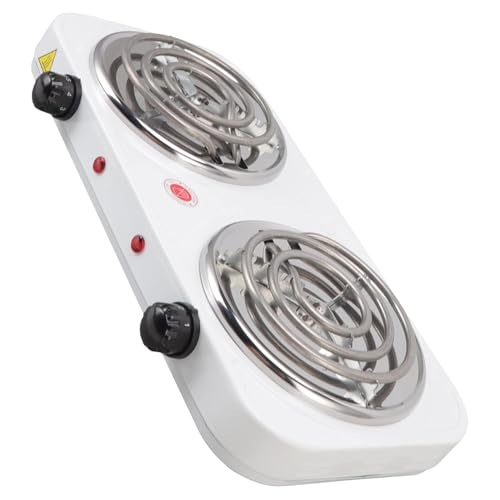 Image of Drumstone (𝐄𝐱𝐥𝐮𝐬𝐢𝐯𝐞 𝟐𝟎 𝐘𝐞𝐚𝐫𝐬 𝐰𝐚𝐫𝐫𝐚𝐧𝐭𝐲) Portable Electric Double Burner Hot Plate 2000W, Dual Cooking Stove with Adjustable Temperature Control, Compact Cooktop