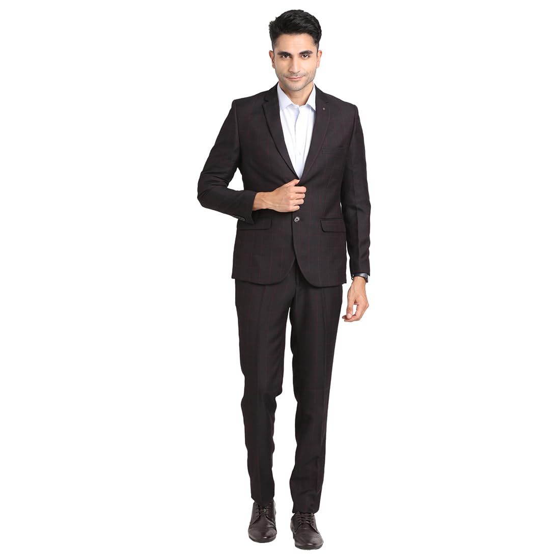 turtle Men Terry Rayon Checkered Grey Party Suit (2 Piece)-picture-17