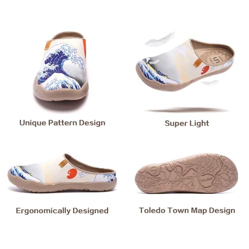 Image of UIN Slipper Woman Travel Art Painted Shoes Wide Toe Casual Home Slip On Mules Malaga