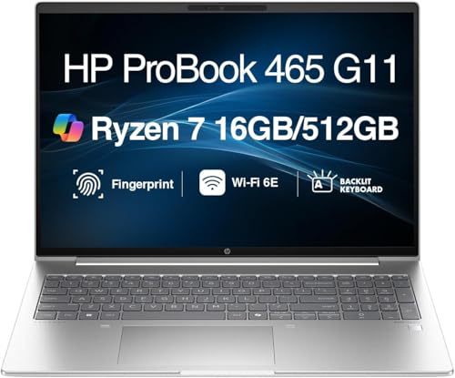 Image of ME2 Customized HP ProBook 465 G11 Business Laptop 16.0 inch FHD+ Display | AMD Ryzen 7 7735U, 16GB /32GB /64GB DDR5 RAM, 512GB /1TB /2TB SSD, Backlit KB, Fingerprint, WiFi 6E + BT, Webcam, Win 11 Pro