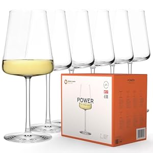 Stölzle Lausitz Weißweingläser Power 6er-Set 400 ml – Moderne Weingläser für maximale Aromaentfaltung von Weißwein – Edler Weißweinkelch aus Kristallglas – Spülmaschinen- & Stoßfest, Made in Germany
