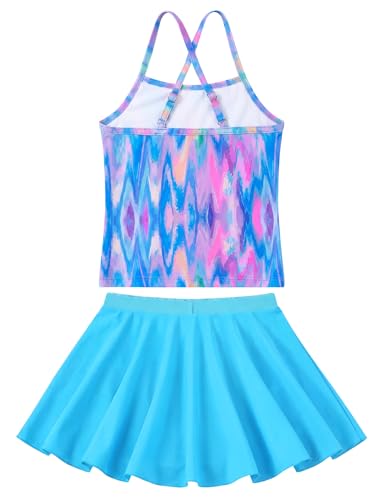 Image of Girls Bathing Suit with Skirt One Shoulder Ruffle Quick Dry Swimsuits Multicolor Sleeveless Swimwear