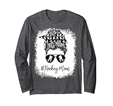 Bleached Life Hockey Mom Leopard Messy bun Glasses Long Sleeve T-Shirt