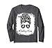 Bleached Life Hockey Mom Leopard Messy bun Glasses Long Sleeve T-Shirt