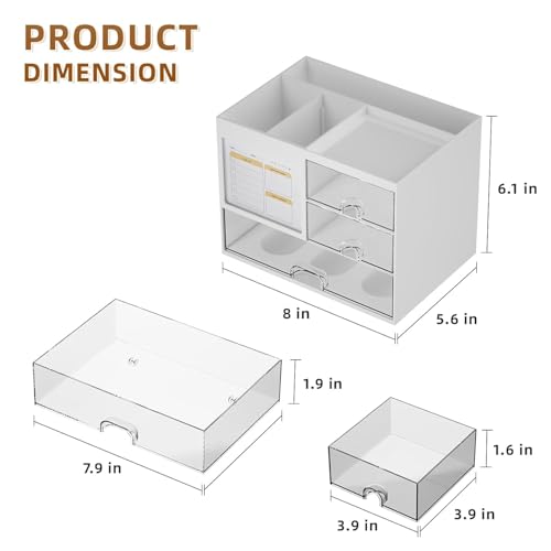 Image of Desk Makeup Brush Organizers and Pencil Pen Organizers for Desk Desktop Storage Stationery Supplies Cute Pencil Cup Pot for Office School Home (off white)