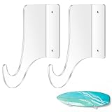 Gerrii Invisible Surfboard Wall Mount, Clear Acrylic Surf Board Rack for Wall, Surfboard Holder for Longboard Shortboard Snowboard, 2 Pack