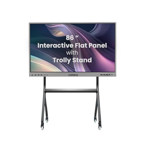 Image of Cornea 86 Inches 4K UHD Touch Screen LED TV UltraTouch Display Interactive Flat Panel with Monitor(3840 x 2160 Pixels)Android13 With Display Stand Heavy Duty Adjustment Floor TV Trolley with Brackets.