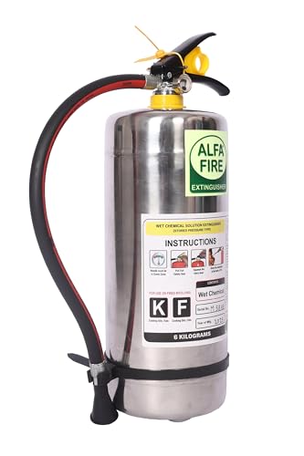 Image of 6L Kitchen Fire Extinguisher - Stainless Steel Body | Oil Fire Specialist | ISI Marked | Long Throw & Easy Operation