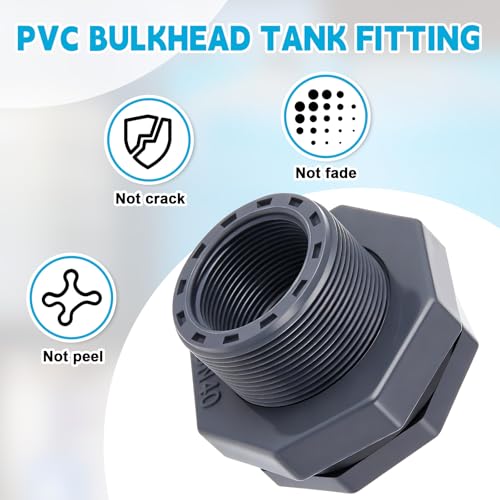 Image of 1 Pcs 1-1 /2 Inch Bulkhead Fitting PVC Npt Tank Connector