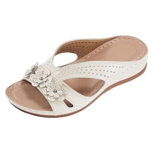 Generico Sandalias planas de mujer de verano Casual Open Toe Sandalias Plataforma Moda Cómodas Chanclas de Playa Verano Suave Zapatos Transpirables Ligeras Sandals para Playa Novia Exterior, Color