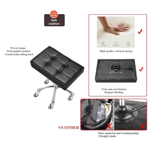 Image of Kaleurrier Heavy Duty Stools with Wheels 400lb Backless Adjustable Stool - Rolling Stools Swivel Chair for Counter Height Surface - Bar Kitchen Salon Office Lab Clinic (Rolling Casters, Black)