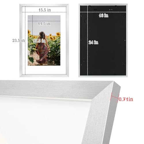 Image of Frametory, 16X24 Picture Frame Display 12X18 with Mat or Without Mat, Horizontal or Vertical Wall Poster Frame with High Definition Glass, Wide Molding, Perfect for Home Decorate (Silver, 2 Pack)