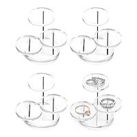 QWORK Round Acrylic Products Display Riser Stands, 12 Tier Jewelry Display Stands for Rings Earrings,Mini Figurines, Black