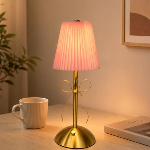 WIYETY Lampe de table LED sans fil : charge, lampe de table sans fil, design d'ambiance rétro lampe de chevet tactile à intensité variable, lampe de table...