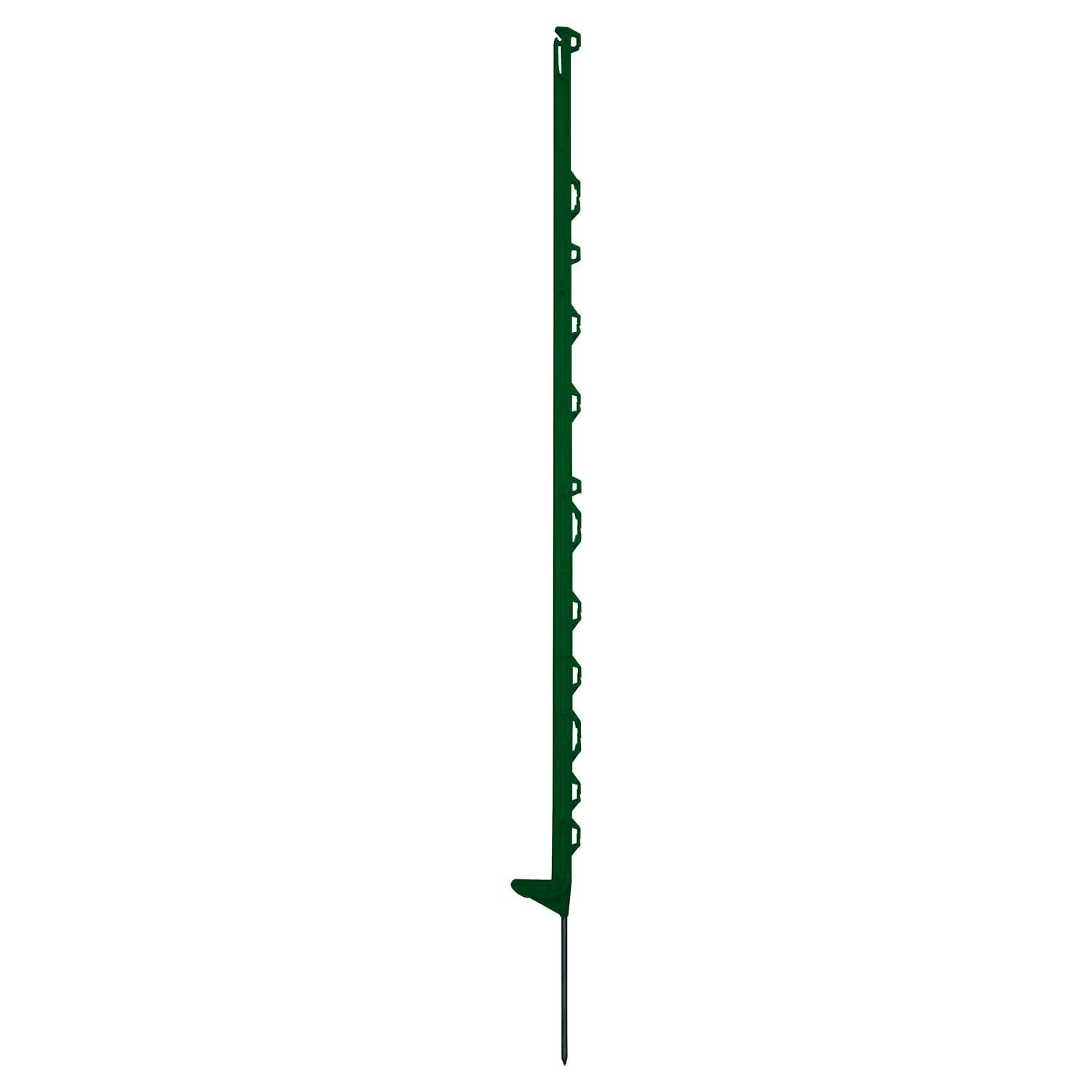 Pali di recinzione da pascolo horizont verde di plastica, 5 pezzi, pali di plastica alti 145 cm, con 12 ignelli per nastri, corde, fili, con un solo gradino
